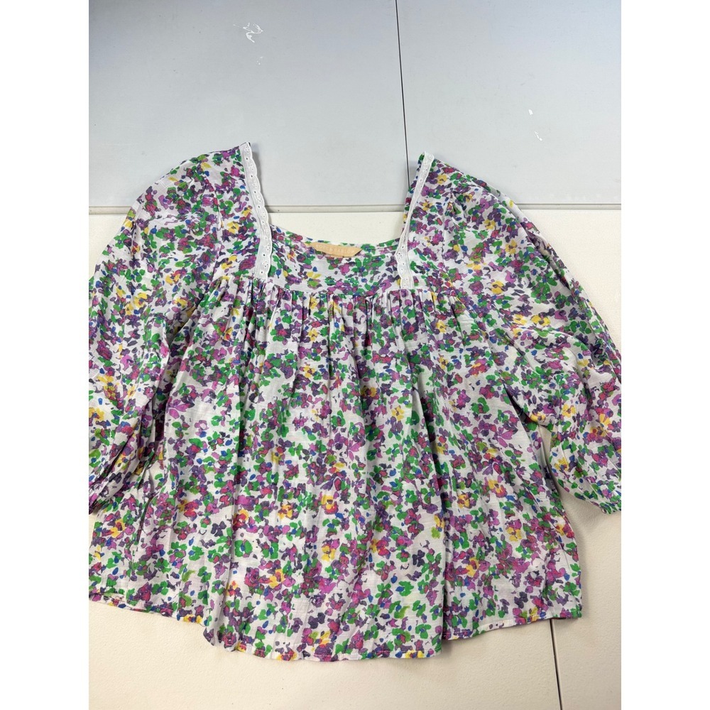 Hope & Harlow Floral Print Square‎ Neck Long Sleeve Blouse Top L - Picture 3 of 9